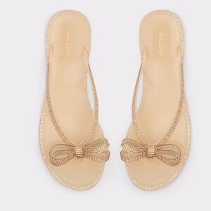 ALDO Women's Gold Sandals with decorative bow size 9 NWT